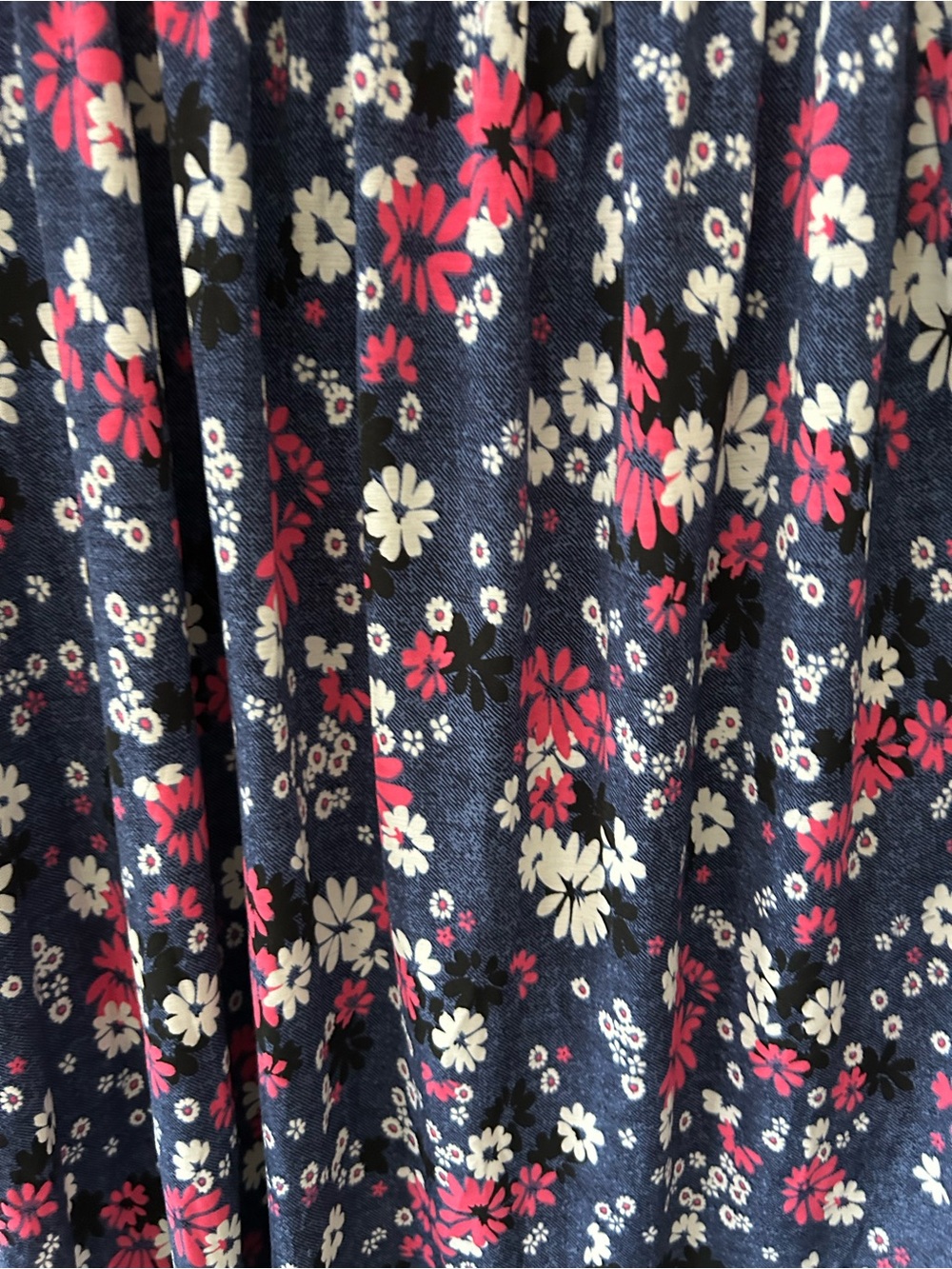 Dear Scarlett Women’s Navy Floral Peasant Top with Pink & White Blossoms - Picture 2 of 6
